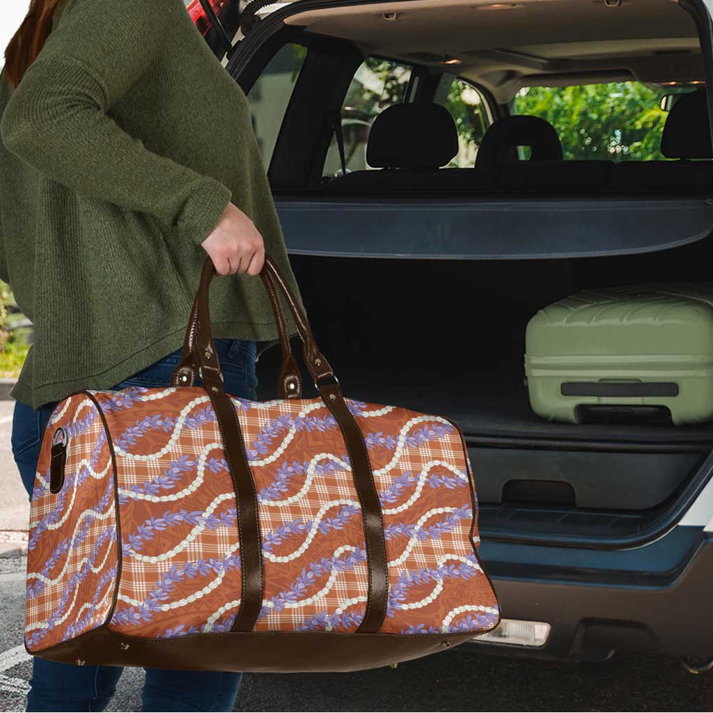Orange Hawaii Palaka Honohono Pikake Travel Bag Hawaiian Orchid Lei Polynesian Pattern - Polynesian Pride