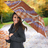 Orange Hawaii Palaka Honohono Pikake Umbrella Hawaiian Orchid Lei Polynesian Pattern - Polynesian Pride