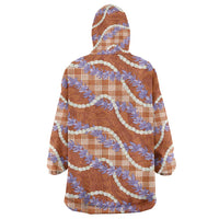 Orange Hawaii Palaka Honohono Pikake Wearable Blanket Hoodie Hawaiian Orchid Lei Polynesian Pattern LT14 - Polynesian Pride