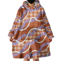 Orange Hawaii Palaka Honohono Pikake Wearable Blanket Hoodie Hawaiian Orchid Lei Polynesian Pattern LT14 - Polynesian Pride