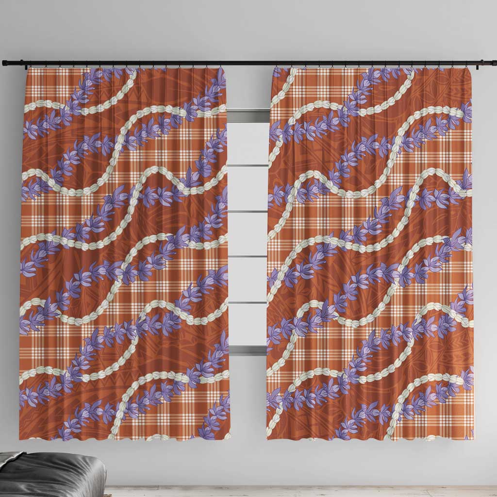 Orange Hawaii Palaka Honohono Pikake Window Curtain Hawaiian Orchid Lei Polynesian Pattern LT14 With Hooks Orange - Polynesian Pride