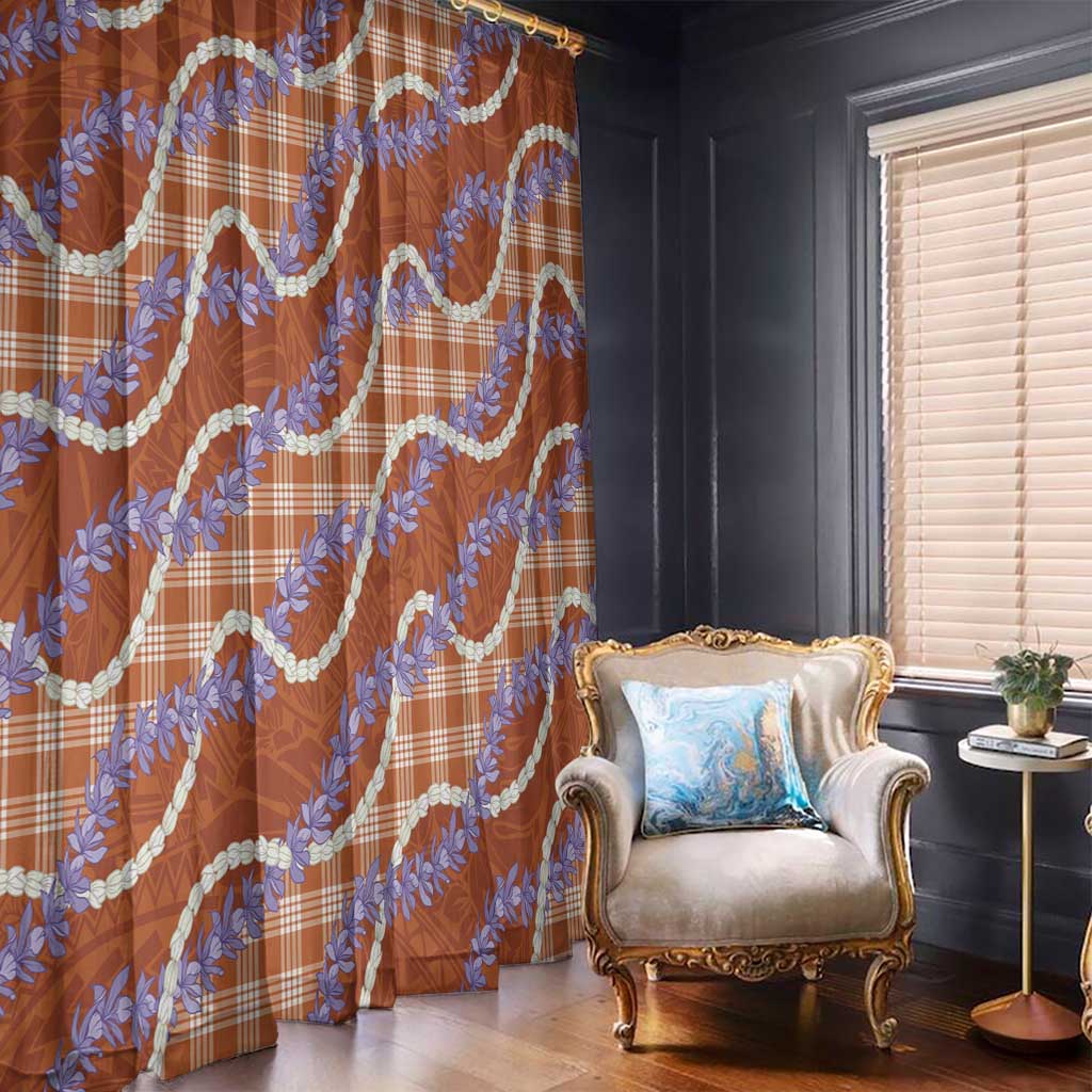 Orange Hawaii Palaka Honohono Pikake Window Curtain Hawaiian Orchid Lei Polynesian Pattern LT14 - Polynesian Pride