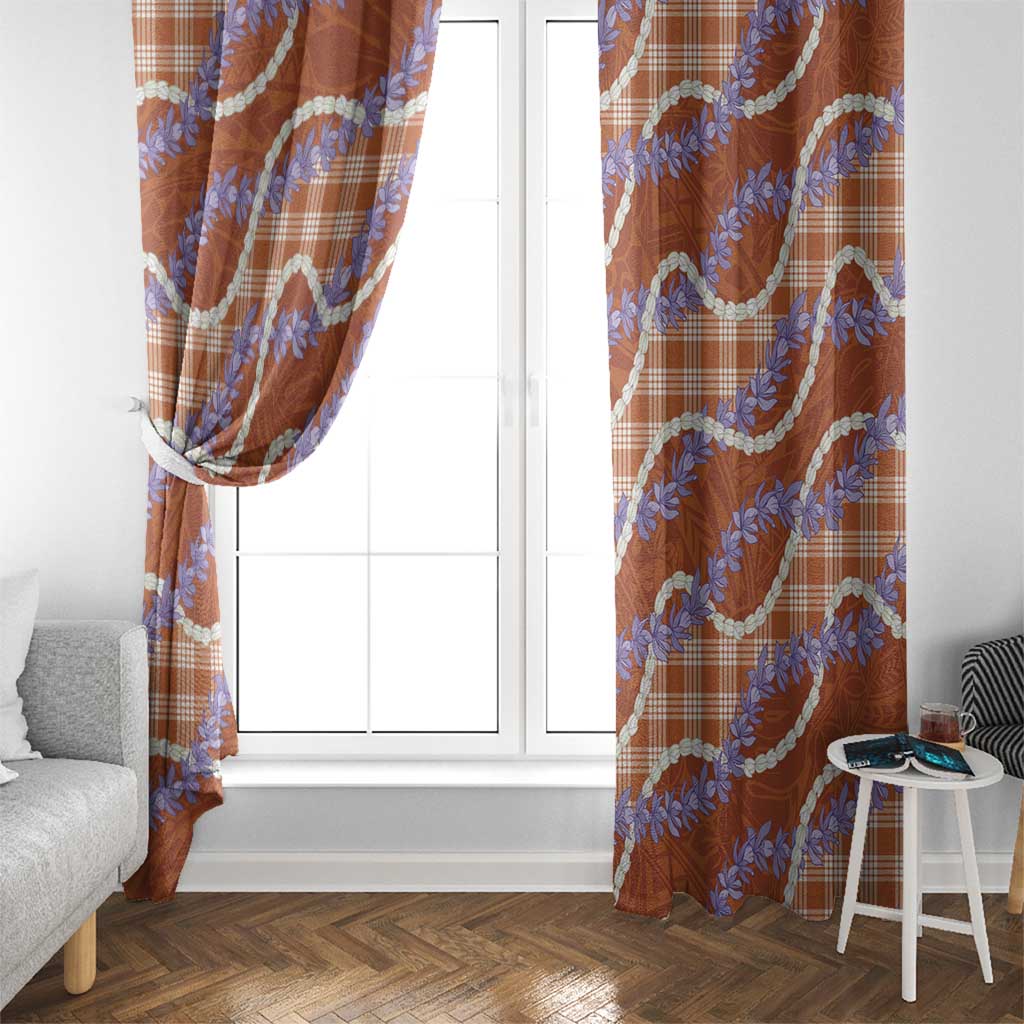 Orange Hawaii Palaka Honohono Pikake Window Curtain Hawaiian Orchid Lei Polynesian Pattern LT14 - Polynesian Pride