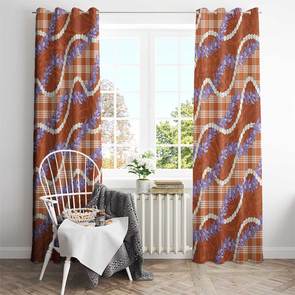 Orange Hawaii Palaka Honohono Pikake Window Curtain Hawaiian Orchid Lei Polynesian Pattern LT14 - Polynesian Pride