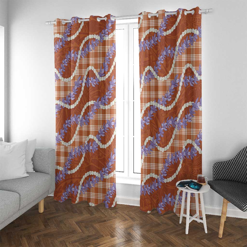 Orange Hawaii Palaka Honohono Pikake Window Curtain Hawaiian Orchid Lei Polynesian Pattern LT14 With Grommets Orange - Polynesian Pride