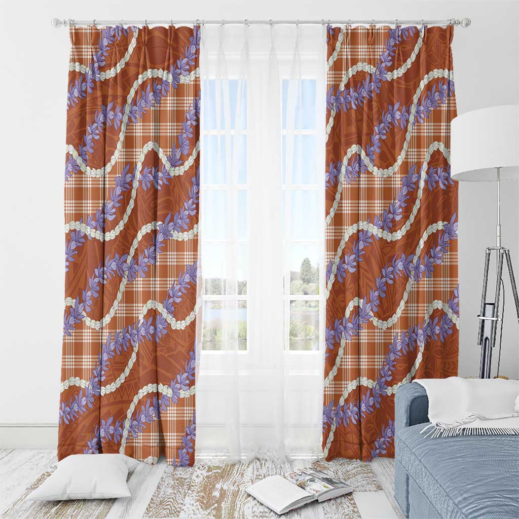 Orange Hawaii Palaka Honohono Pikake Window Curtain Hawaiian Orchid Lei Polynesian Pattern LT14 - Polynesian Pride