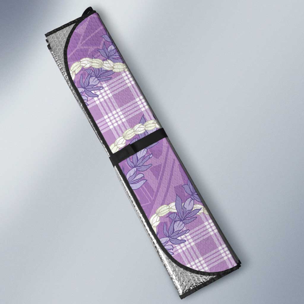 Purple Hawaii Palaka Honohono Pikake Auto Sun Shade Hawaiian Orchid Lei Polynesian Pattern LT14 - Polynesian Pride