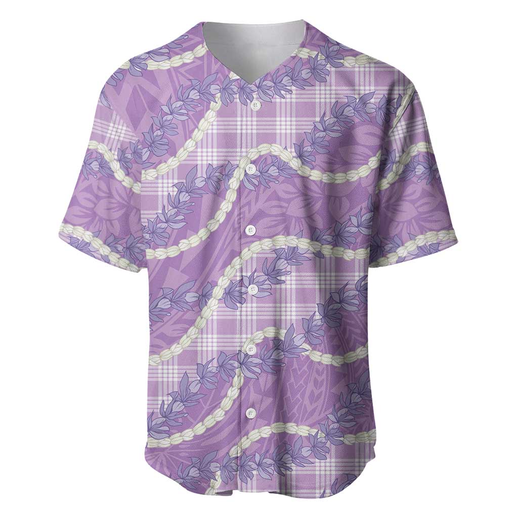 Purple Hawaii Palaka Honohono Pikake Baseball Jersey Hawaiian Orchid Lei Polynesian Pattern - Polynesian Pride