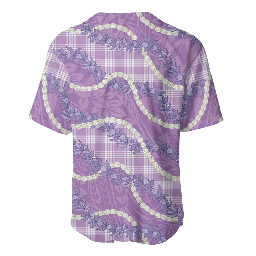Purple Hawaii Palaka Honohono Pikake Baseball Jersey Hawaiian Orchid Lei Polynesian Pattern - Polynesian Pride