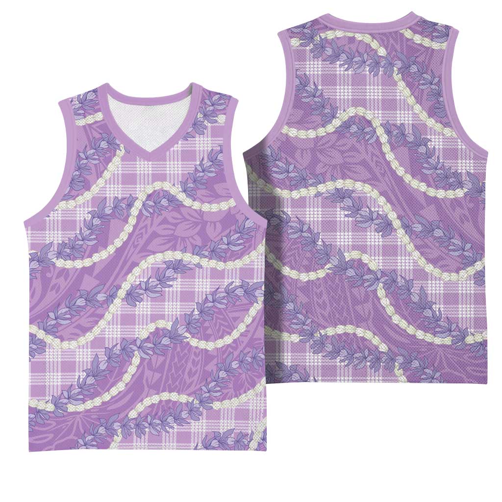 Purple Hawaii Palaka Honohono Pikake Basketball Jersey Hawaiian Orchid Lei Polynesian Pattern LT14 - Polynesian Pride