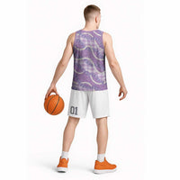 Purple Hawaii Palaka Honohono Pikake Basketball Jersey Hawaiian Orchid Lei Polynesian Pattern LT14 - Polynesian Pride