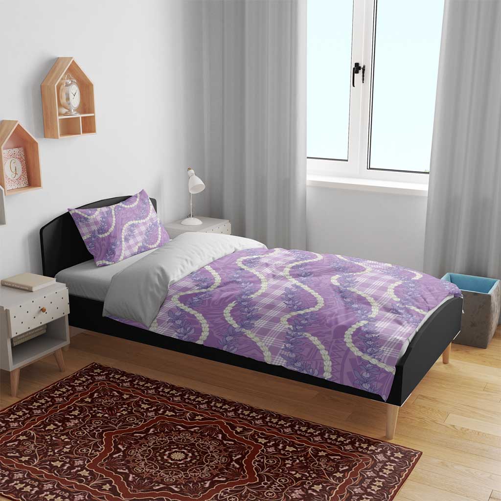 Purple Hawaii Palaka Honohono Pikake Bedding Set Hawaiian Orchid Lei Polynesian Pattern - Polynesian Pride