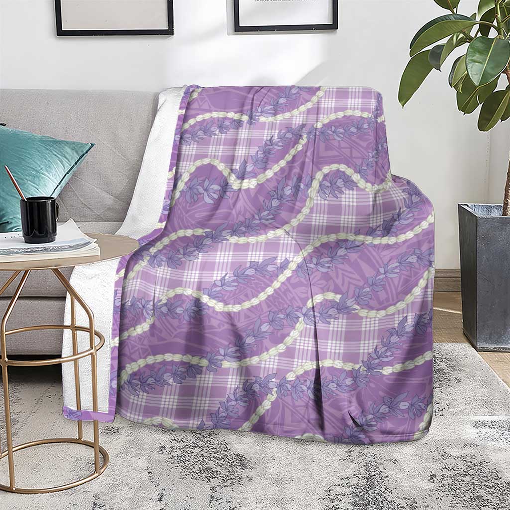 Purple Hawaii Palaka Honohono Pikake Blanket Hawaiian Orchid Lei Polynesian Pattern - Polynesian Pride