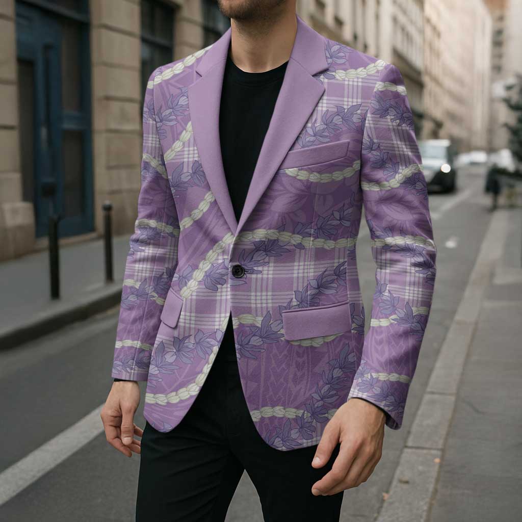 Purple Hawaii Palaka Honohono Pikake Blazer Hawaiian Orchid Lei Polynesian Pattern - Polynesian Pride