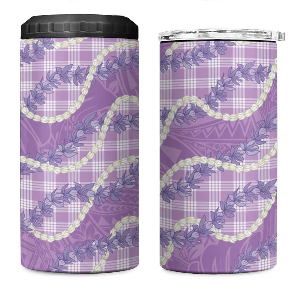 Purple Hawaii Palaka Honohono Pikake 4 in 1 Can Cooler Tumbler Hawaiian Orchid Lei Polynesian Pattern LT14 One Size: 16 oz Purple - Polynesian Pride