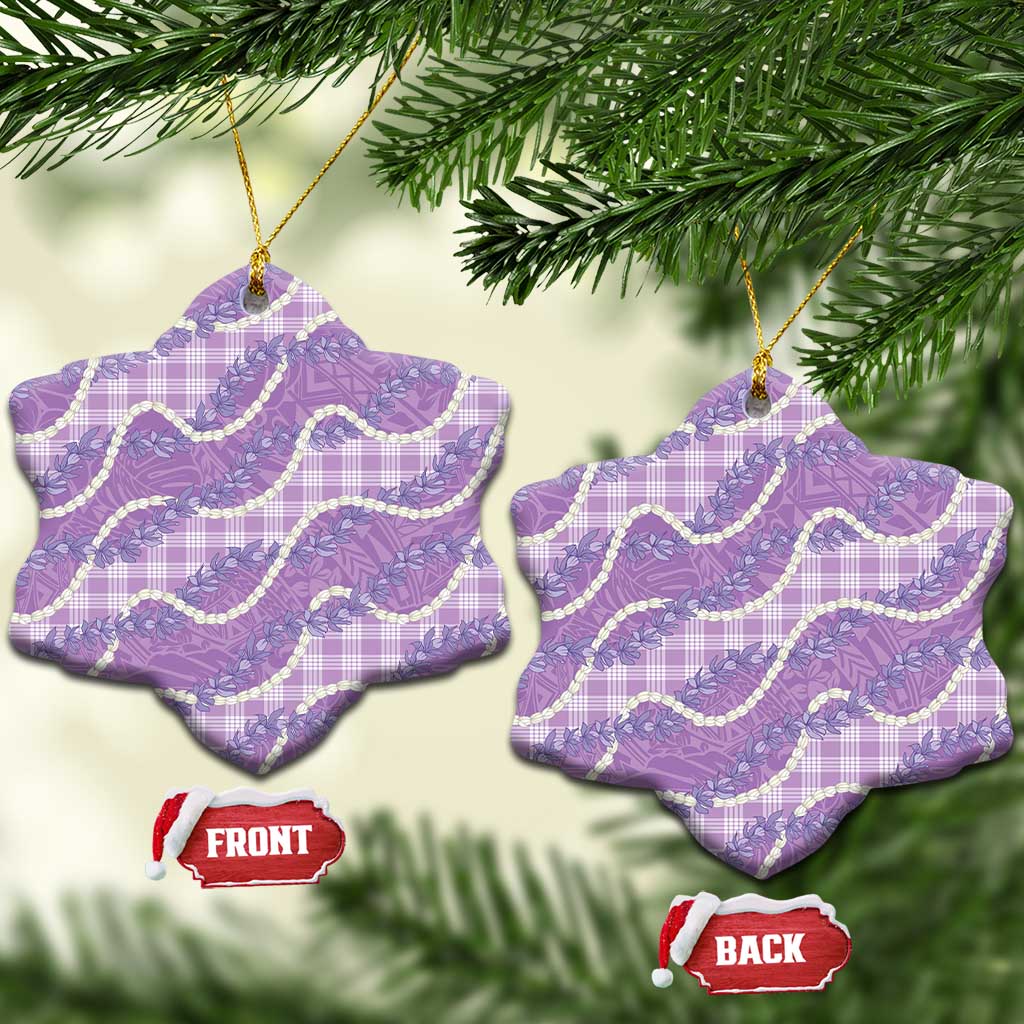 Purple Hawaii Palaka Honohono Pikake Ceramic Ornament Hawaiian Orchid Lei Polynesian Pattern - Polynesian Pride
