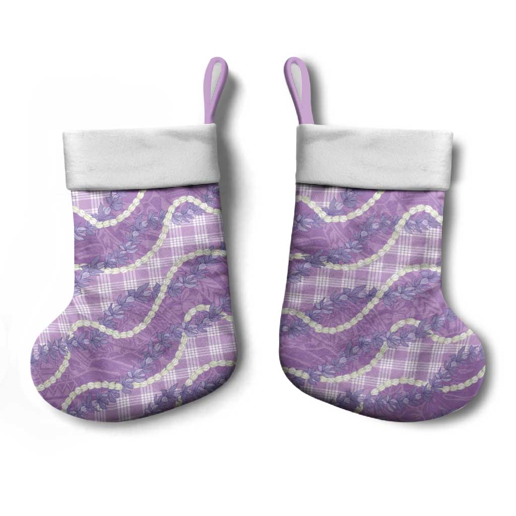 Purple Hawaii Palaka Honohono Pikake Christmas Stocking Hawaiian Orchid Lei Polynesian Pattern - Polynesian Pride
