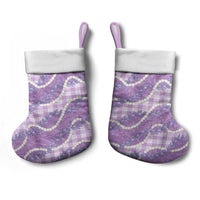 Purple Hawaii Palaka Honohono Pikake Christmas Stocking Hawaiian Orchid Lei Polynesian Pattern - Polynesian Pride