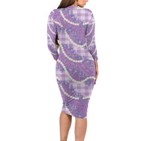 Purple Hawaii Palaka Honohono Pikake Family Matching Long Sleeve Bodycon Dress and Hawaiian Shirt Hawaiian Orchid Lei Polynesian Pattern LT14 - Polynesian Pride