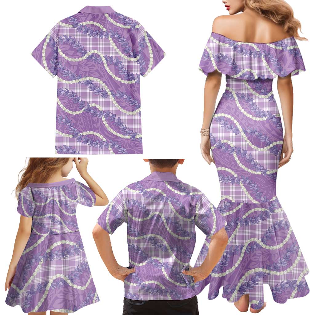 Purple Hawaii Palaka Honohono Pikake Family Matching Mermaid Dress and Hawaiian Shirt Hawaiian Orchid Lei Polynesian Pattern LT14 - Polynesian Pride