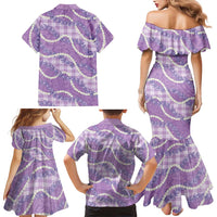 Purple Hawaii Palaka Honohono Pikake Family Matching Mermaid Dress and Hawaiian Shirt Hawaiian Orchid Lei Polynesian Pattern LT14 - Polynesian Pride