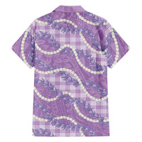 Purple Hawaii Palaka Honohono Pikake Family Matching Off Shoulder Short Dress and Hawaiian Shirt Hawaiian Orchid Lei Polynesian Pattern LT14 - Polynesian Pride