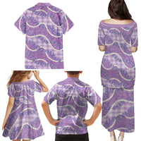 Purple Hawaii Palaka Honohono Pikake Family Matching Puletasi and Hawaiian Shirt Hawaiian Orchid Lei Polynesian Pattern LT14 - Polynesian Pride