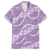 Purple Hawaii Palaka Honohono Pikake Family Matching Puletasi and Hawaiian Shirt Hawaiian Orchid Lei Polynesian Pattern LT14 Dad's Shirt - Short Sleeve Purple - Polynesian Pride