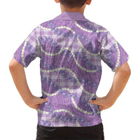 Purple Hawaii Palaka Honohono Pikake Family Matching Tank Maxi Dress and Hawaiian Shirt Hawaiian Orchid Lei Polynesian Pattern LT14 - Polynesian Pride
