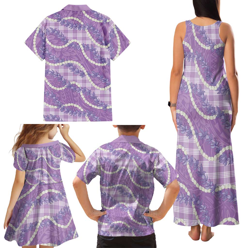Purple Hawaii Palaka Honohono Pikake Family Matching Tank Maxi Dress and Hawaiian Shirt Hawaiian Orchid Lei Polynesian Pattern LT14 - Polynesian Pride