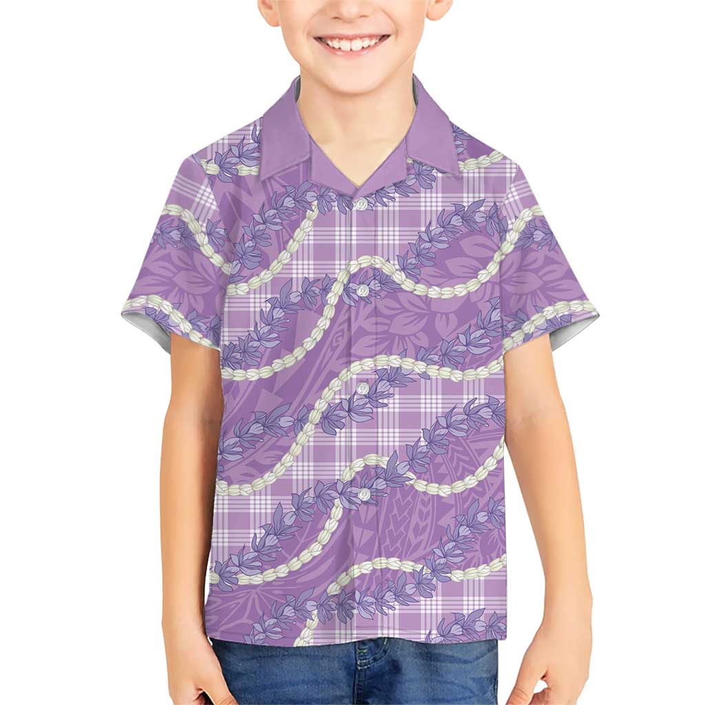 Purple Hawaii Palaka Honohono Pikake Family Matching Tank Maxi Dress and Hawaiian Shirt Hawaiian Orchid Lei Polynesian Pattern LT14 - Polynesian Pride