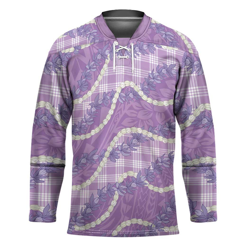 Purple Hawaii Palaka Honohono Pikake Hockey Jersey Hawaiian Orchid Lei Polynesian Pattern LT14 Unisex Purple - Polynesian Pride