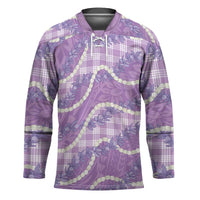 Purple Hawaii Palaka Honohono Pikake Hockey Jersey Hawaiian Orchid Lei Polynesian Pattern LT14 Unisex Purple - Polynesian Pride