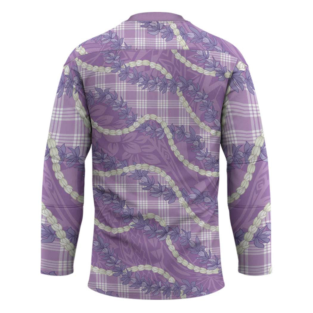 Purple Hawaii Palaka Honohono Pikake Hockey Jersey Hawaiian Orchid Lei Polynesian Pattern LT14 - Polynesian Pride