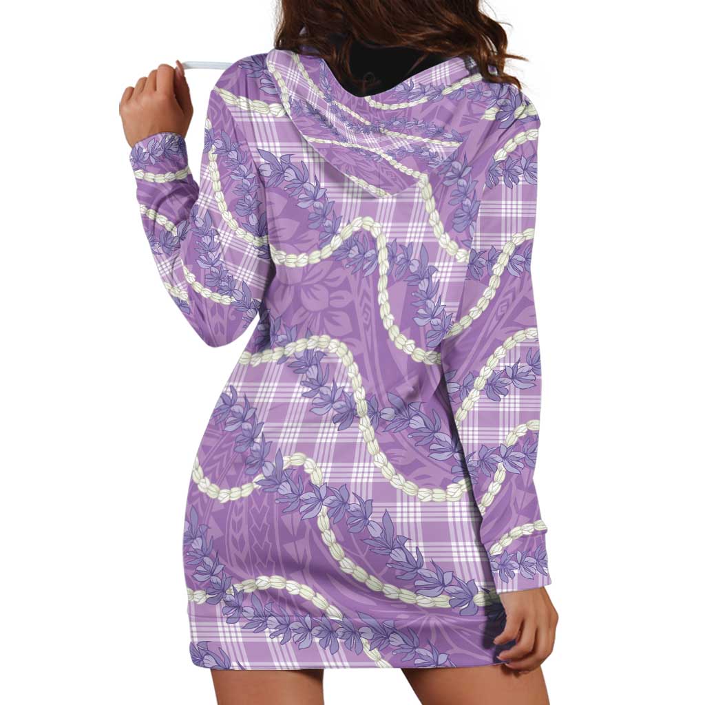 Purple Hawaii Palaka Honohono Pikake Hoodie Dress Hawaiian Orchid Lei Polynesian Pattern LT14 - Polynesian Pride