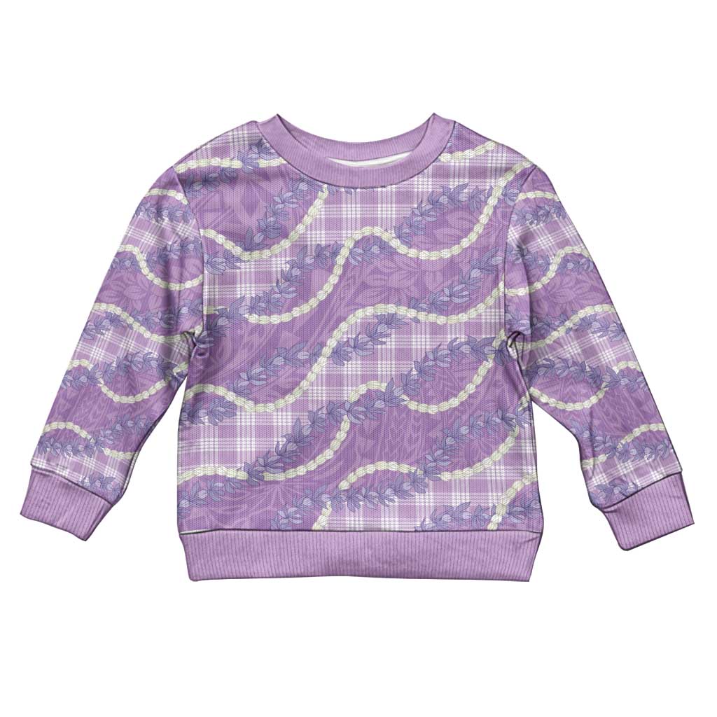 Purple Hawaii Palaka Honohono Pikake Kid Ugly Christmas Sweater Hawaiian Orchid Lei Polynesian Pattern LT14 Kid Purple - Polynesian Pride