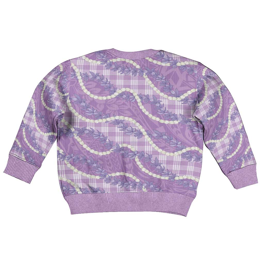 Purple Hawaii Palaka Honohono Pikake Kid Ugly Christmas Sweater Hawaiian Orchid Lei Polynesian Pattern LT14 - Polynesian Pride