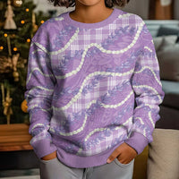 Purple Hawaii Palaka Honohono Pikake Kid Ugly Christmas Sweater Hawaiian Orchid Lei Polynesian Pattern LT14 - Polynesian Pride