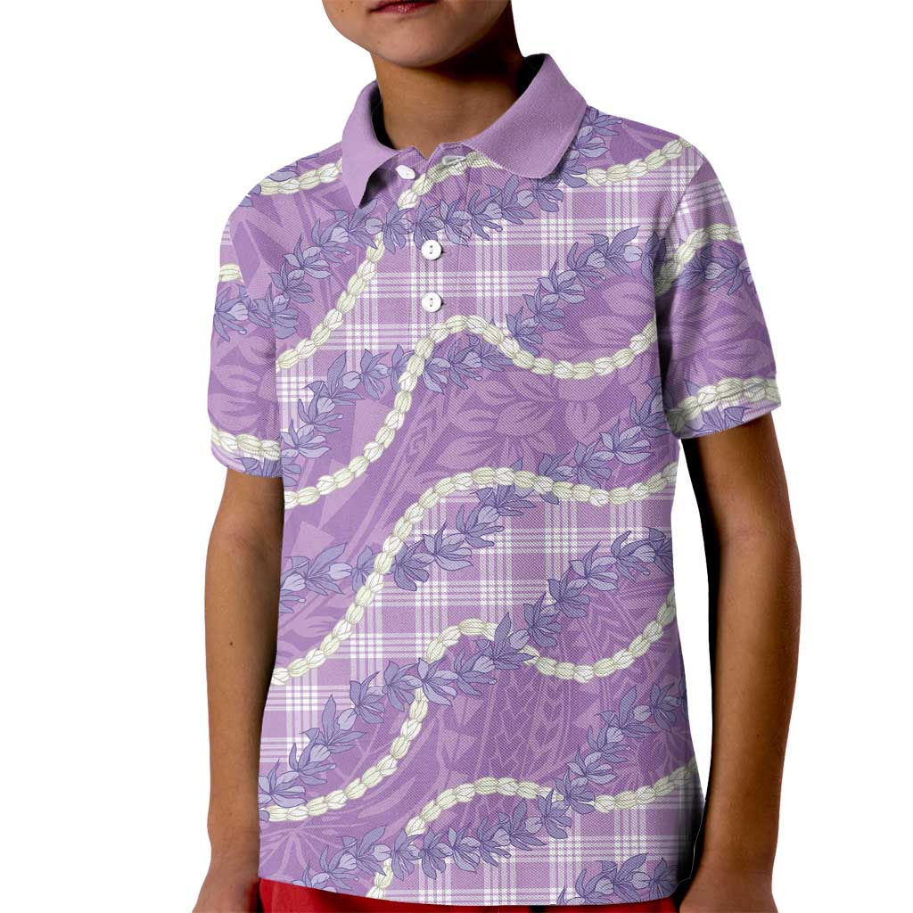 Purple Hawaii Palaka Honohono Pikake Kid Polo Shirt Hawaiian Orchid Lei Polynesian Pattern LT14 Kid Purple - Polynesian Pride