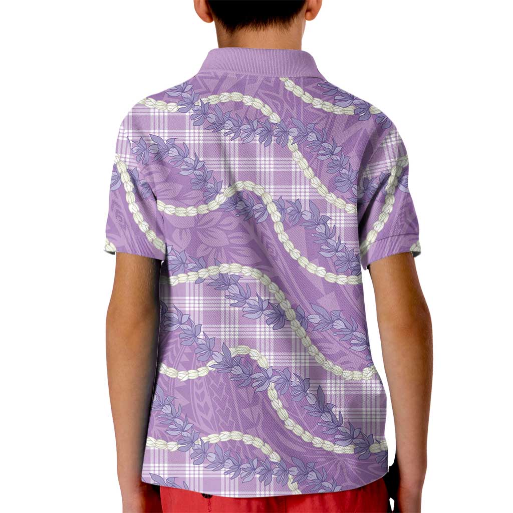 Purple Hawaii Palaka Honohono Pikake Kid Polo Shirt Hawaiian Orchid Lei Polynesian Pattern LT14 - Polynesian Pride