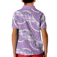 Purple Hawaii Palaka Honohono Pikake Kid Polo Shirt Hawaiian Orchid Lei Polynesian Pattern LT14 - Polynesian Pride
