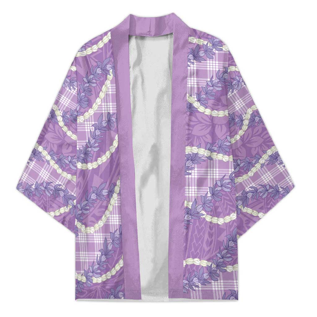 Purple Hawaii Palaka Honohono Pikake Kimono Hawaiian Orchid Lei Polynesian Pattern LT14 Unisex Purple - Polynesian Pride
