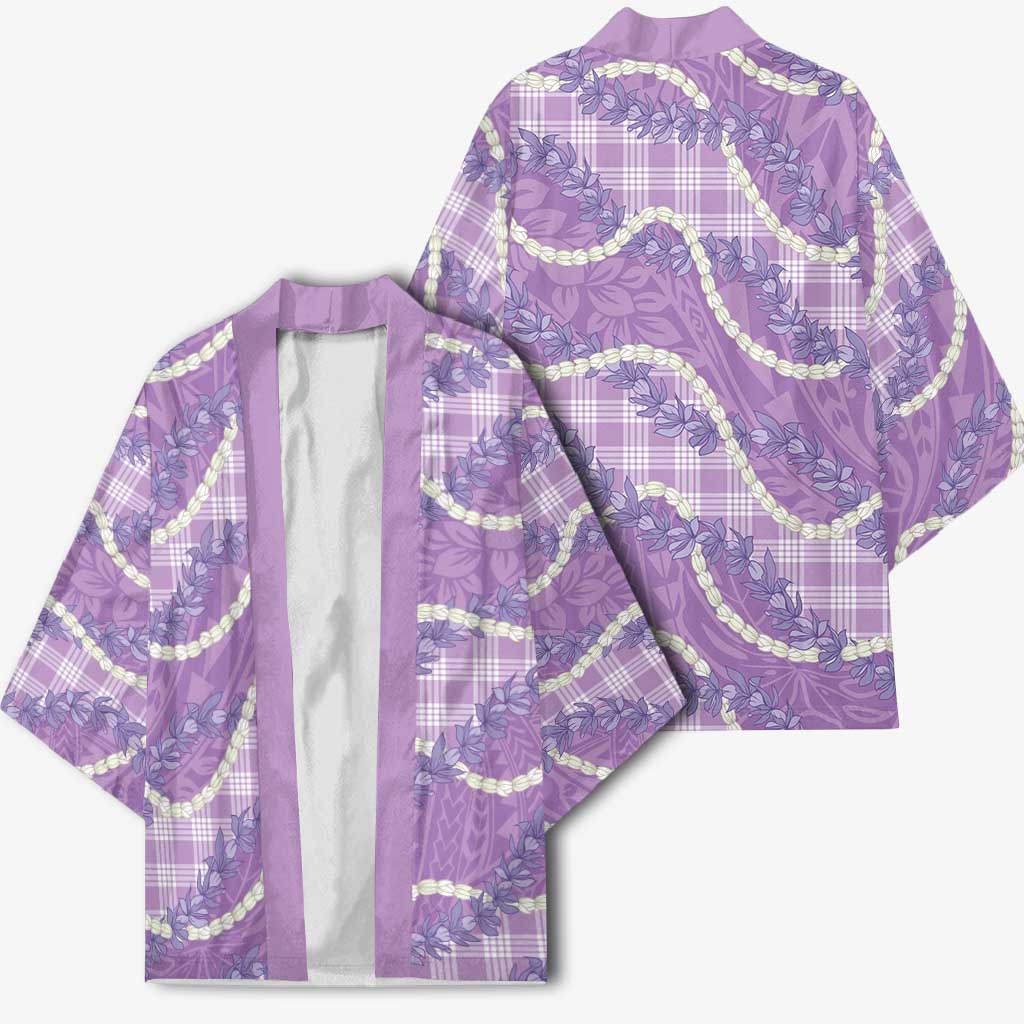 Purple Hawaii Palaka Honohono Pikake Kimono Hawaiian Orchid Lei Polynesian Pattern LT14 - Polynesian Pride