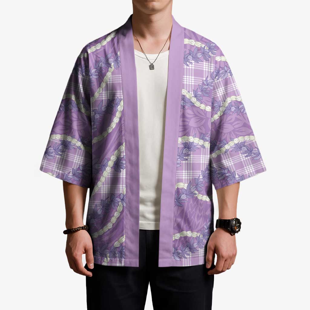 Purple Hawaii Palaka Honohono Pikake Kimono Hawaiian Orchid Lei Polynesian Pattern LT14 - Polynesian Pride