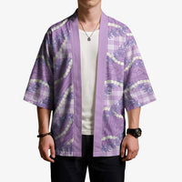Purple Hawaii Palaka Honohono Pikake Kimono Hawaiian Orchid Lei Polynesian Pattern LT14 - Polynesian Pride