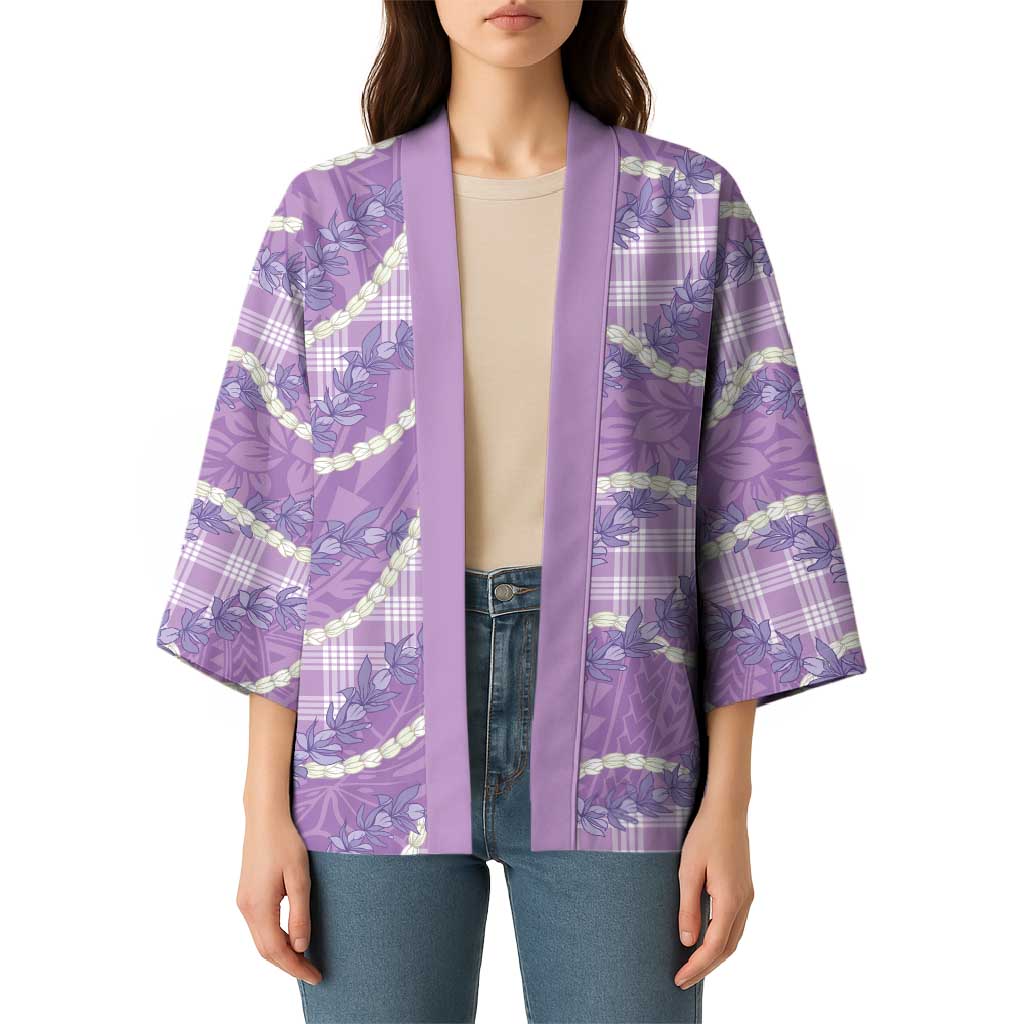 Purple Hawaii Palaka Honohono Pikake Kimono Hawaiian Orchid Lei Polynesian Pattern LT14 - Polynesian Pride