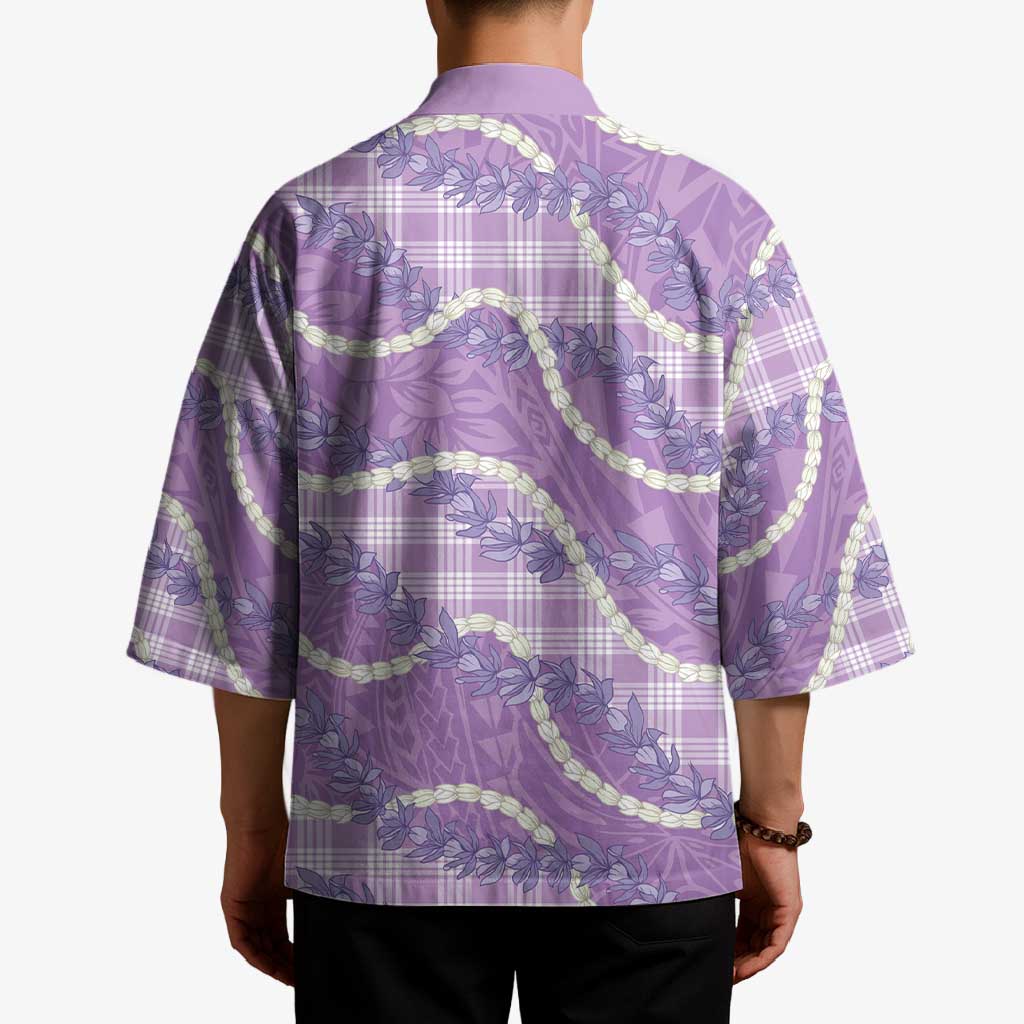 Purple Hawaii Palaka Honohono Pikake Kimono Hawaiian Orchid Lei Polynesian Pattern LT14 - Polynesian Pride
