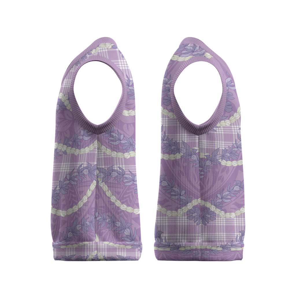 Purple Hawaii Palaka Honohono Pikake Christmas Knitted V-Neck Vest Hawaiian Orchid Lei Polynesian Pattern LT14 - Polynesian Pride