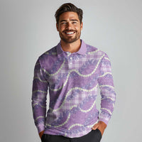 Purple Hawaii Palaka Honohono Pikake Long Sleeve Polo Shirt Hawaiian Orchid Lei Polynesian Pattern LT14 - Polynesian Pride