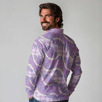 Purple Hawaii Palaka Honohono Pikake Long Sleeve Polo Shirt Hawaiian Orchid Lei Polynesian Pattern LT14 - Polynesian Pride